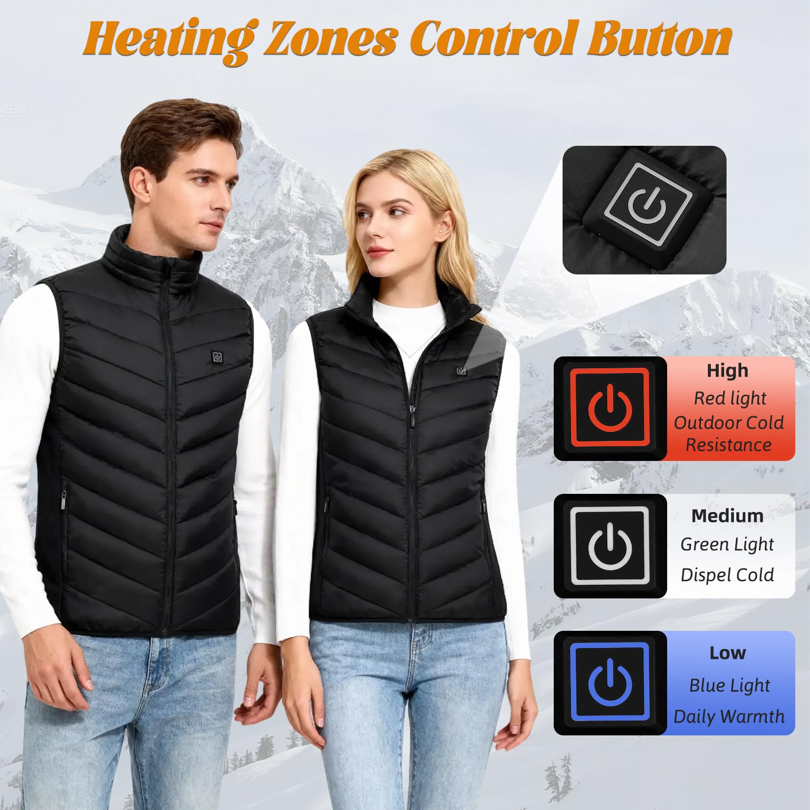Gilet riscaldato da uomo e donna, con power bank da 10000 mAh e 9 zone di riscaldamento, 3 temperature regolabili, giubbotto termico, giacca riscaldata per sport sci e caccia