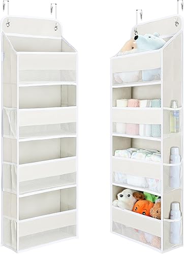 Miniatura 19 de Yecaye Organizador colgante sobre la puerta, 1 paquete, 35.2 libras de carga de juguetes de peluche, organizadores de baño a prueba de columpios