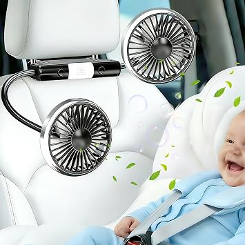 Car Fans for Backseat for Kids, Car Backseat Headrest Fan for Car No Battery