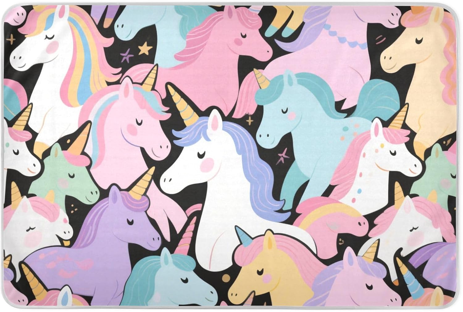 Colorful Cartoon Animal Unicorns Extra Large Resuable Changing Pad Covers Water Resistant Diaper Changing Mat Changing Diaper Pads for Baby Toddler Children , 52" L x 34" W