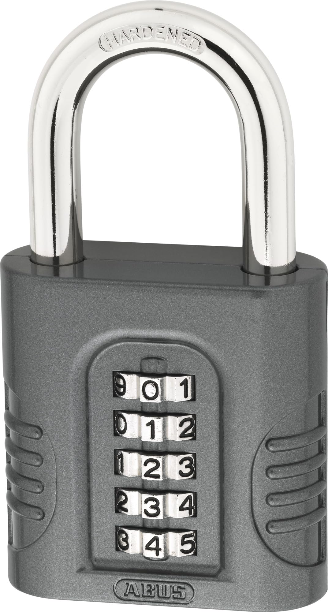 ABUS Candado de combinación 158/65 - candado con carcasa de fundición a presión de zinc - con código numérico personalizable - nivel de seguridad ABUS 8 - gris oscuro