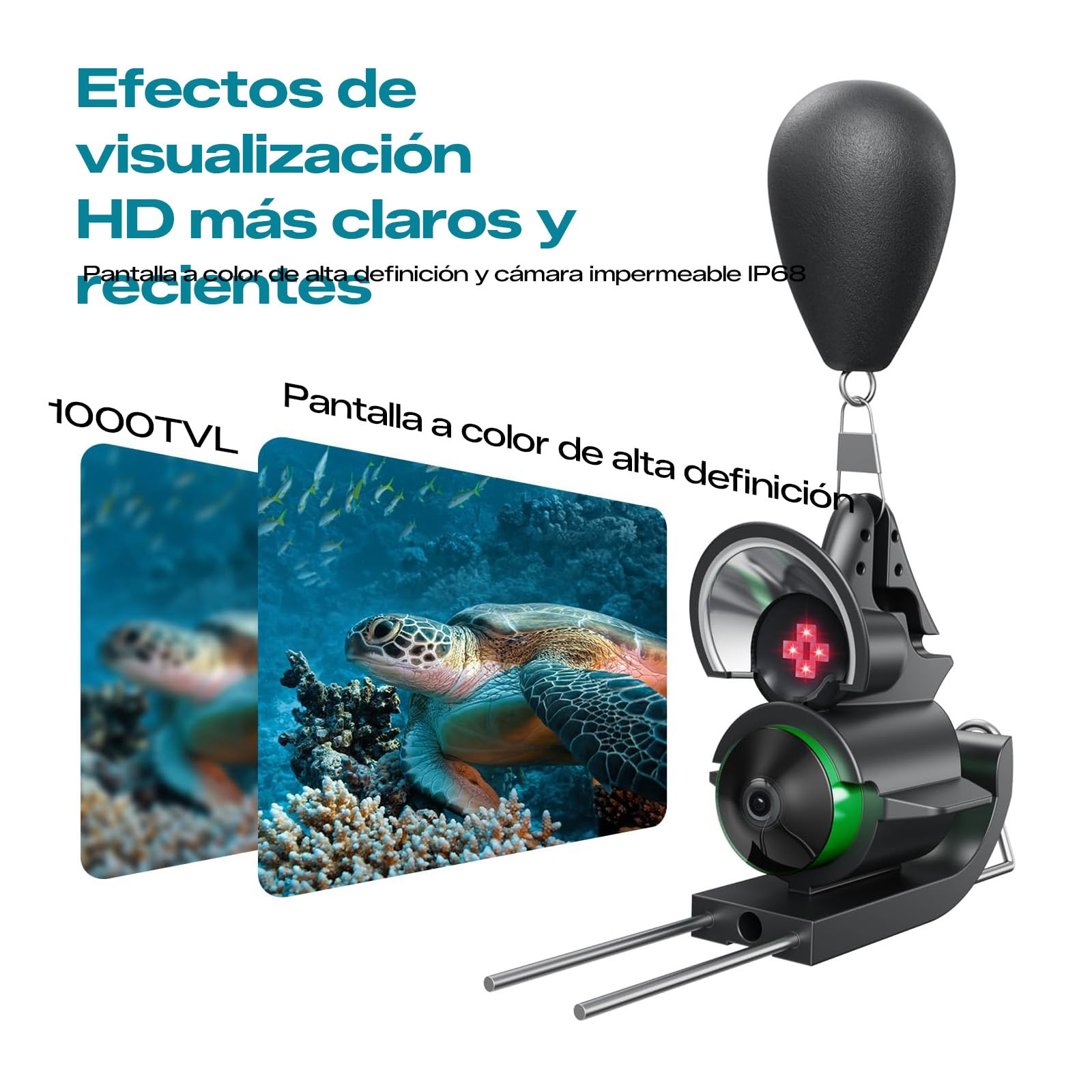FourQ Cámara de Pesca Subacuática 4.3" HD 220° Gran Angular Visión Nocturna IR Cable 30m Impermeable Batería 5000mAh