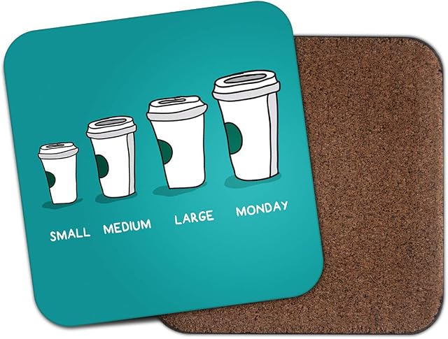 Funny Coffee Coaster - Monday Work Drinks Beverages Joke Fun Drink #19146