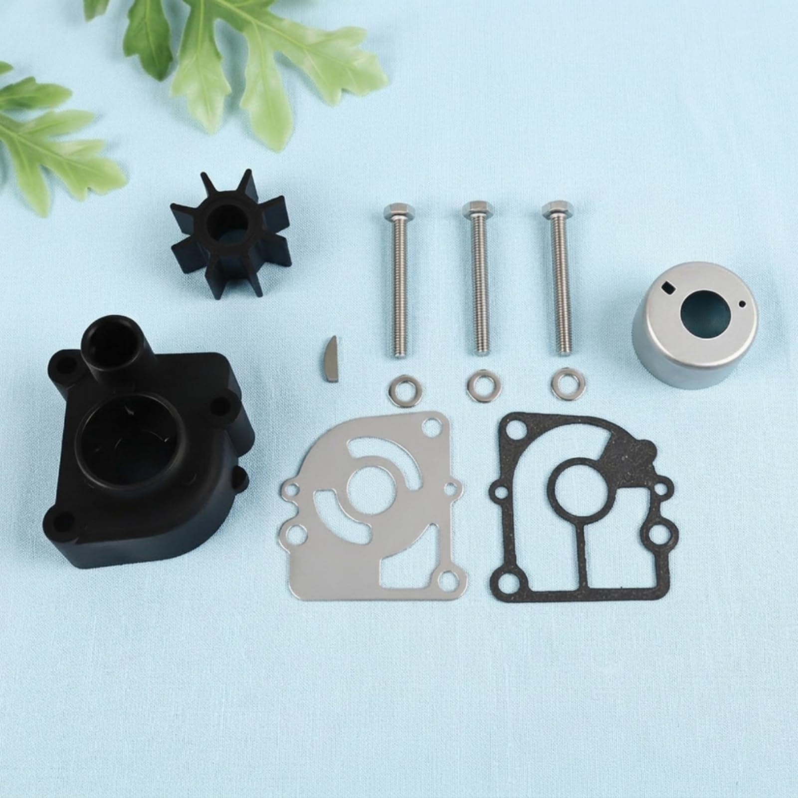 Marine Pump Impeller Girante Pompa Acqua Fuoribordo Kit Ricambio Completo con Coperchio Metallo Piatti Guarnizione Rondelle Componenti Dimensioni in