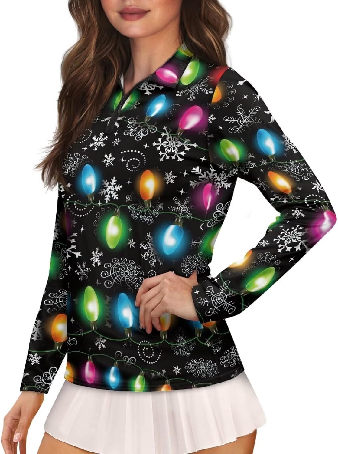 GULANGYU Women’s Golf Shirt Long Sleeve Christmas Shirt for Women, Workout Pullovers Athletic Clothes for Outdoor Sports