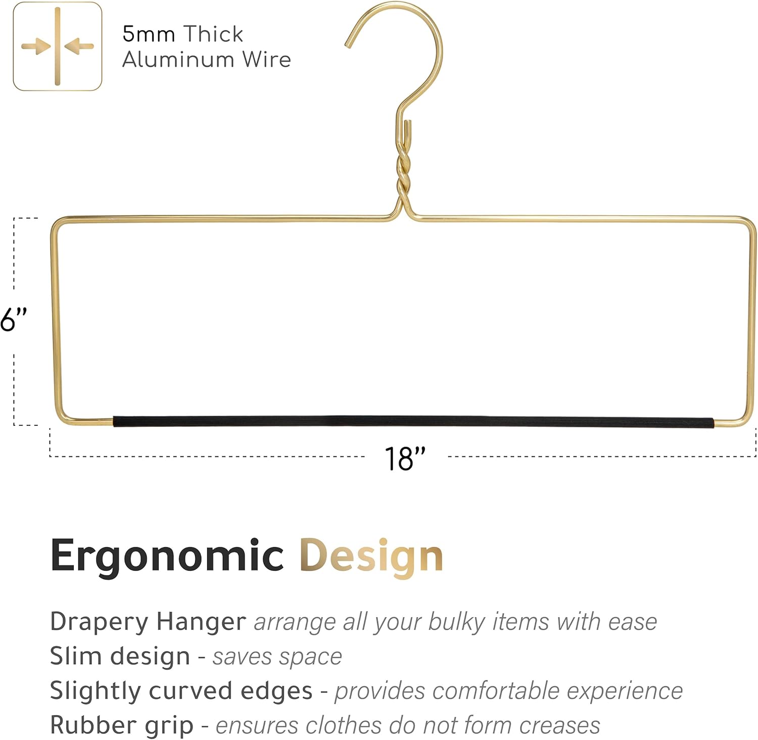 Quality Blanket Linen Hangers Wide Heavy Duty Hanger for Blankets, Table Cloths, Nonslip Vinyl Coated Comforter Storage Hanger for Quilts, Sleeping Bags - for Closet Storage Solutions (Gold, 1) - Image 6