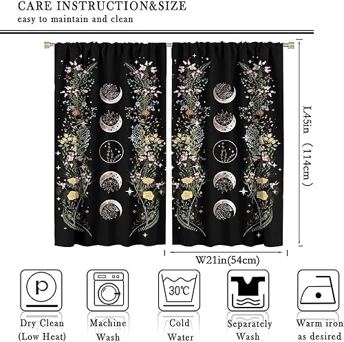 Miniatura 2 de Cortinas florales de luna, enredaderas de primavera bohemias, para jardín, estético, paisaje, sala de estar, dormitorio, tratamiento de ventana, 42