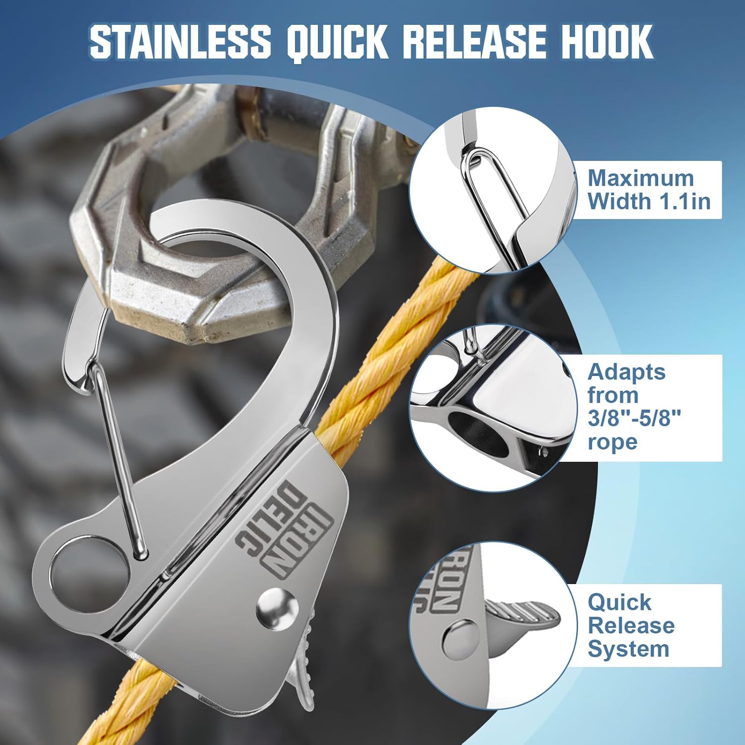 1-2x Stainless Steel Boat Anchor Hook, Quick Release Knotless Anchor System for 3/8''- 5/8'' Boat Anchor Rope, Fit for Small Boat Pontoon Kayah, Easy to Use, Holds 8500 lbs