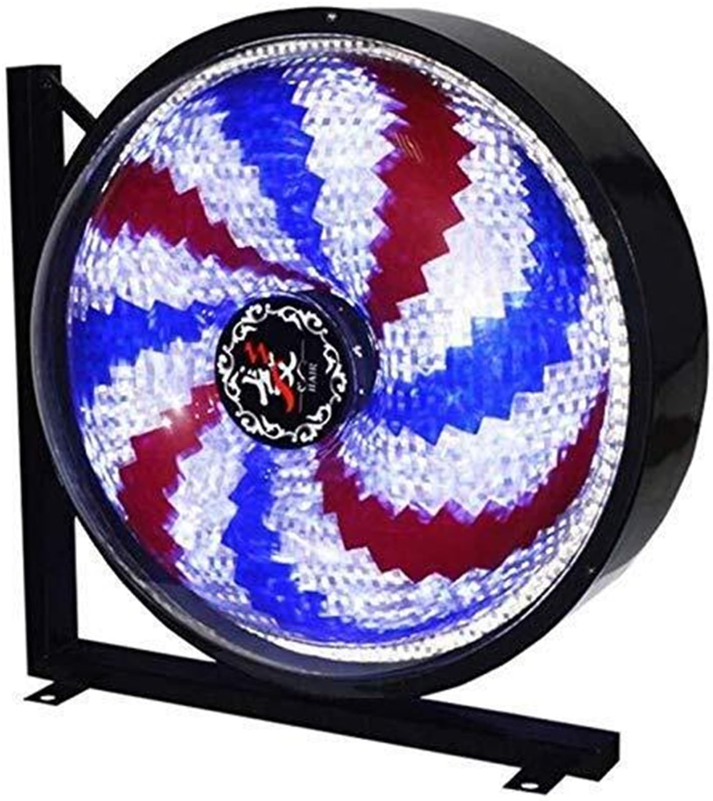 HELCEKOU LED Barber Pole Windmill Round Light - 27”/38” Rotating Spinning Red White Blue Strips Electric Open Sign Wall Lamp for Hairdressing Salon Outdoor(#002-55 * 55cm)