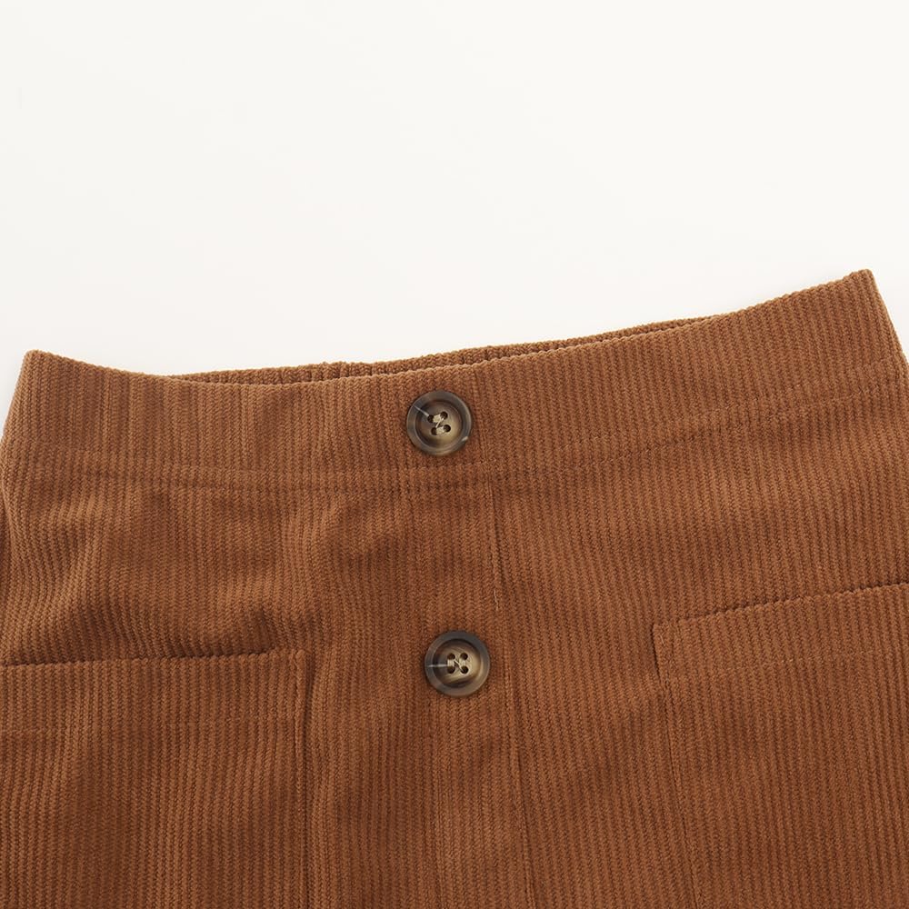 Noomelfish Girl Corduroy Skirts Kids Fall Winter Button Mini Skirt with Pockets (5-12 Years) - Image 4