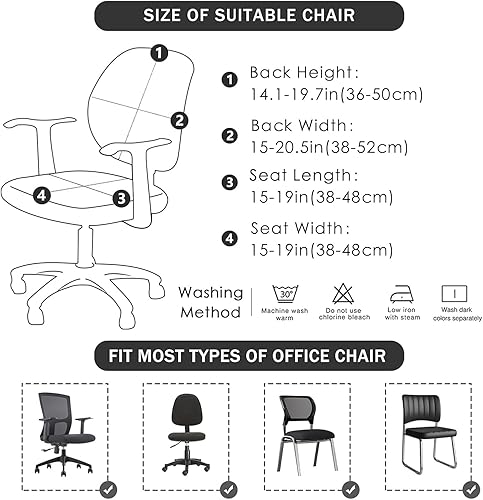 Miniatura 3 de Forcheer - Fundas elásticas para silla de oficina de Jacquard, resistentes al agua, 2 piezas para sillas de escritorio o de la computadora, color