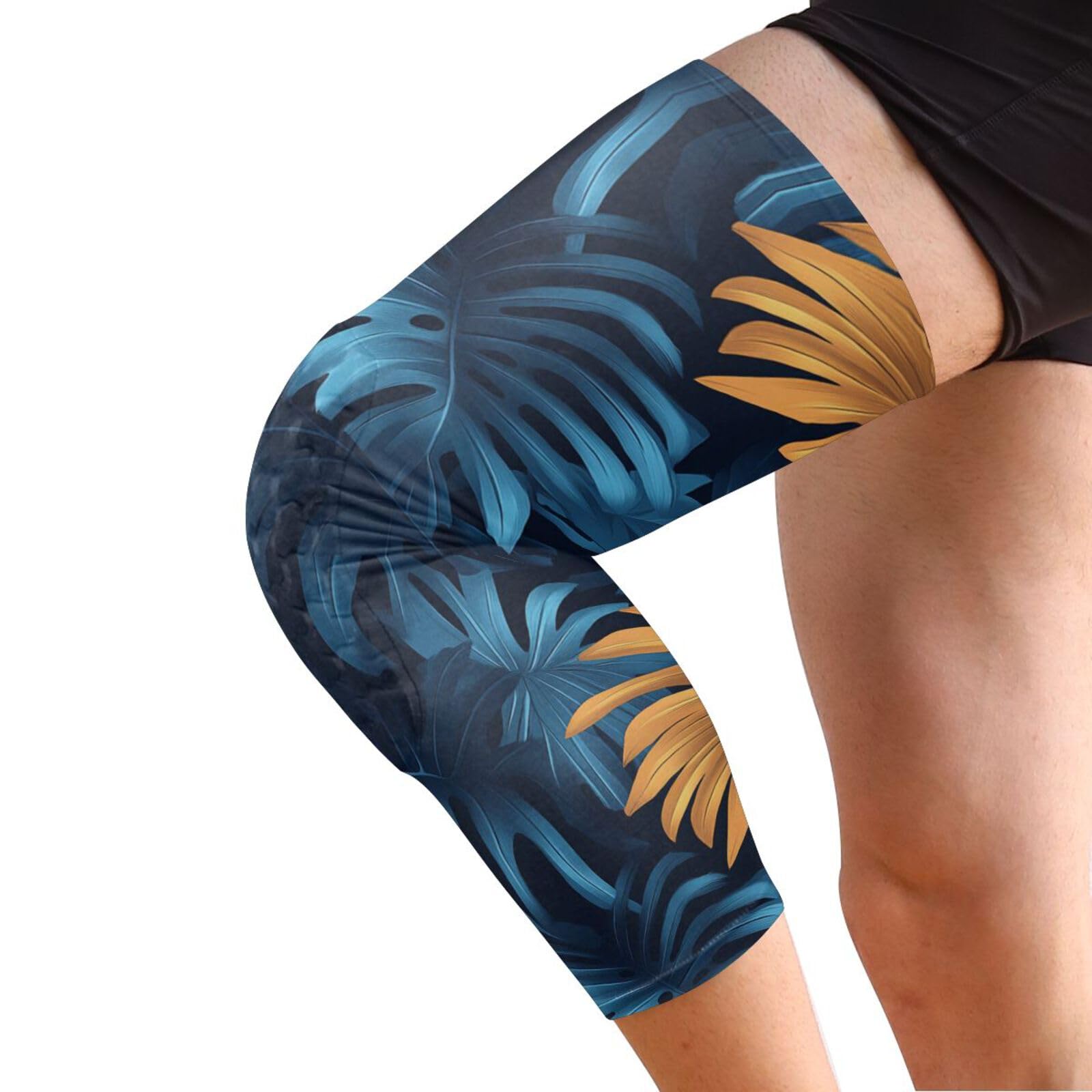 JUNZAN Tropical Monstera Teal Blue Basketball Knee Pads for Youth Kids Wrestling Knee Pads with Sleeves Sport Kneepads for Volleyball Football