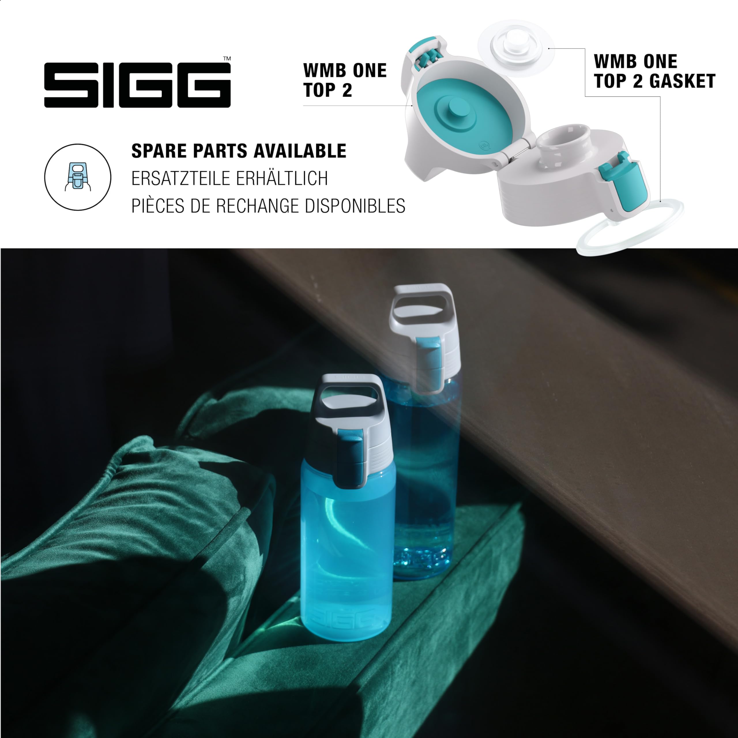 SIGG VIVA ONE Dory Cantimplora infantil (0.5 L), botella transparente sin sustancias nocivas y con tapa hermética, cantimplora para niños para usar con una mano