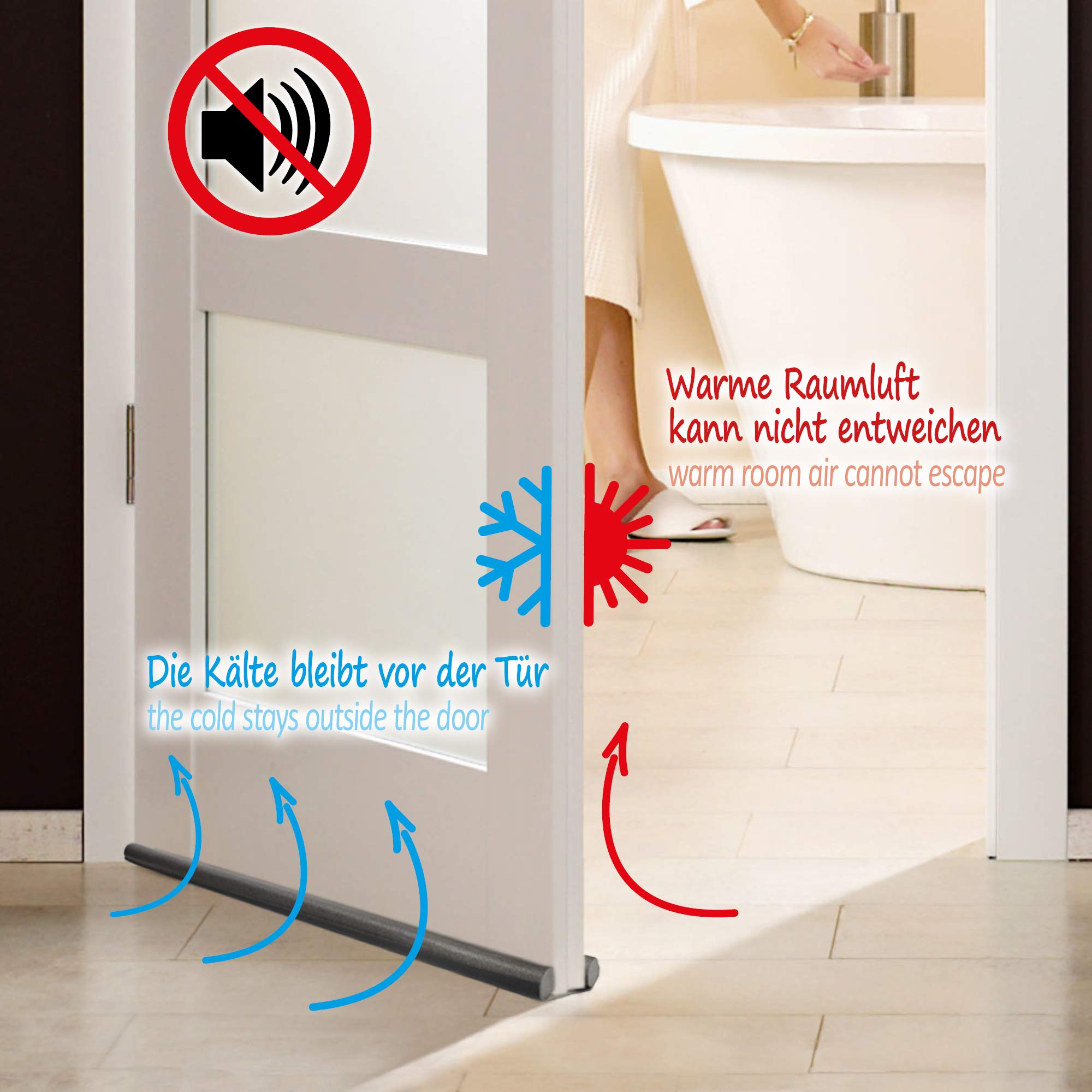 COM-FOUR® 2x paraspifferi per la porta - guarnizione inferiore della porta - paraspifferi con doppia guarnizione - protezione da correnti d'aria e rumore - 86 cm