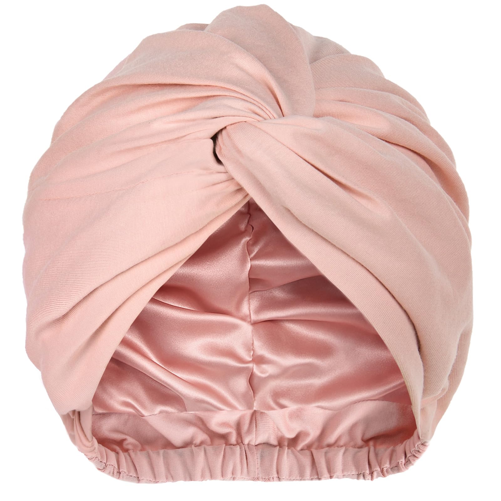 Yanibest Women's Pink Satin Lined Hair Bonnet For Sleeping, Silk Turban, Hair Wrap Chemo Headwear For Natural Curly Hair