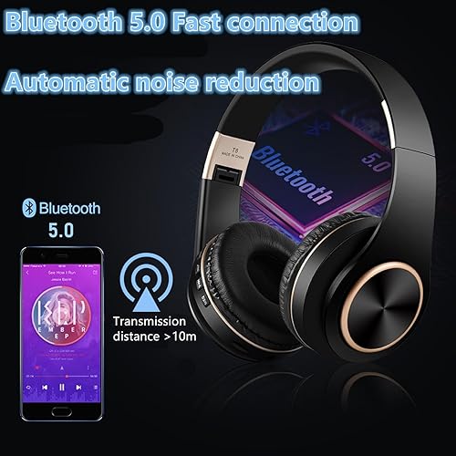 Miniatura 4 de GBSELL Auriculares inalámbricos Bluetooth, subwoofer Bluetooth 5.1 móvil, juego de computadora, deportes de música, auriculares de juego (negro)