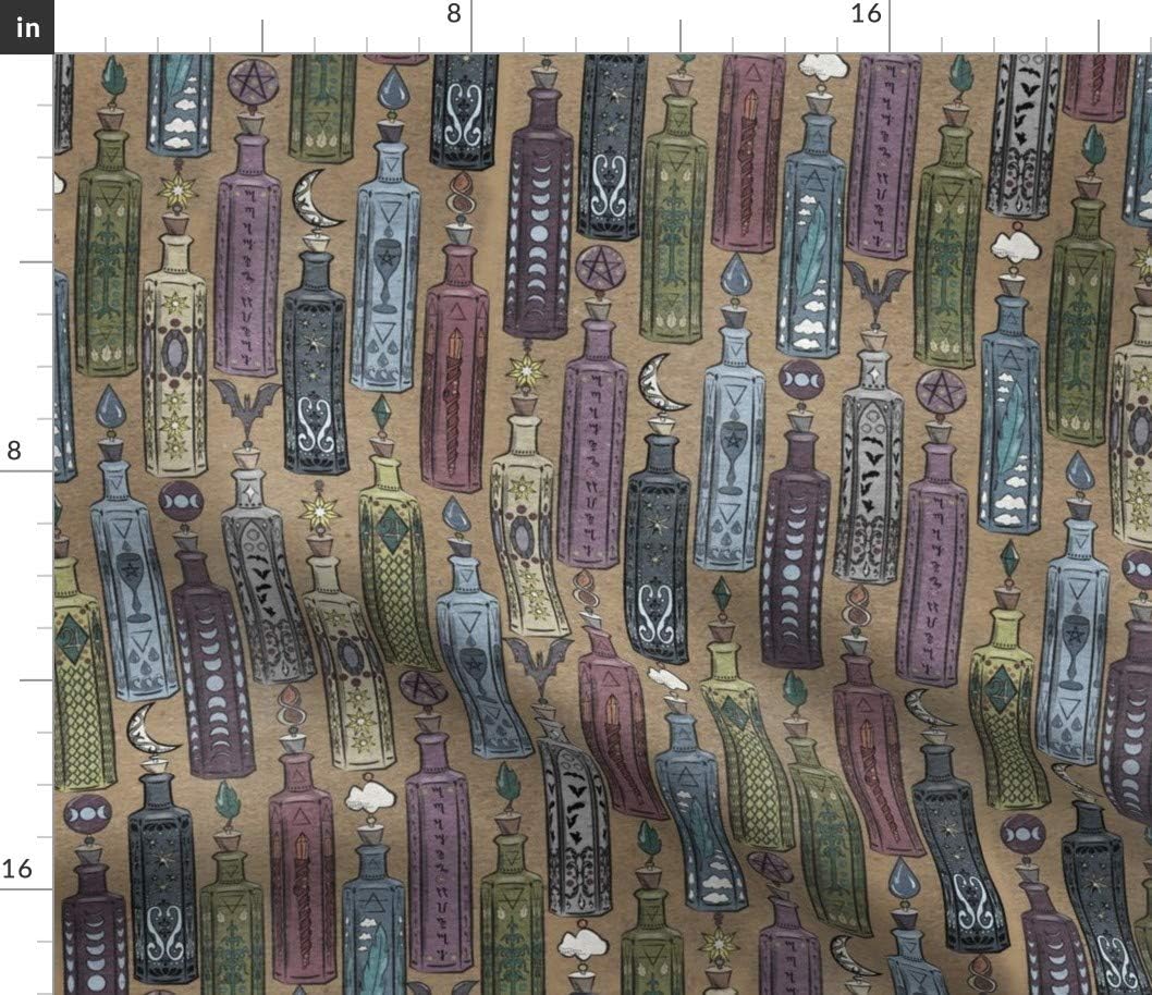 Spoonflower Fabric - Witch Pagan Potion Vintage Printed on Petal Signature Cotton Fabric by The Yard - Sewing Quilting Apparel Crafts Decor