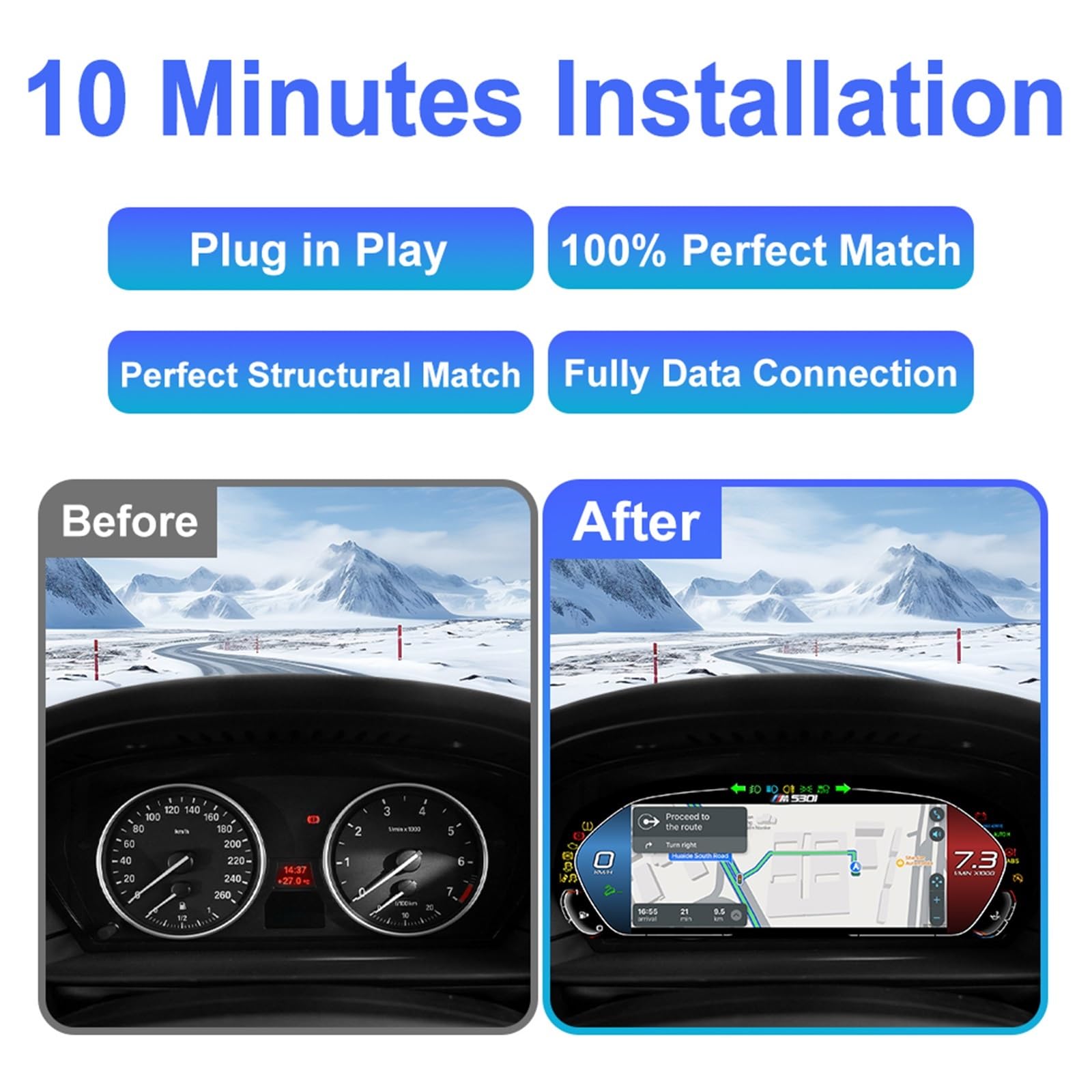 salpicadero del coche Compatible con BMW X5 E70 X6 E7112.3'' Tablero de instrumentos LCD antirreflejo para coche Velocímetro Panel digital Cabina Tacómetro