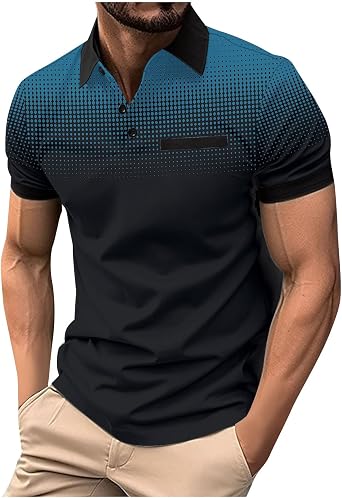 Mens Polos Short Sleeve Causal Loose Button Down Golf Shirts Summer Fashion Workout Tee Tops Trendy Clothes 2024
