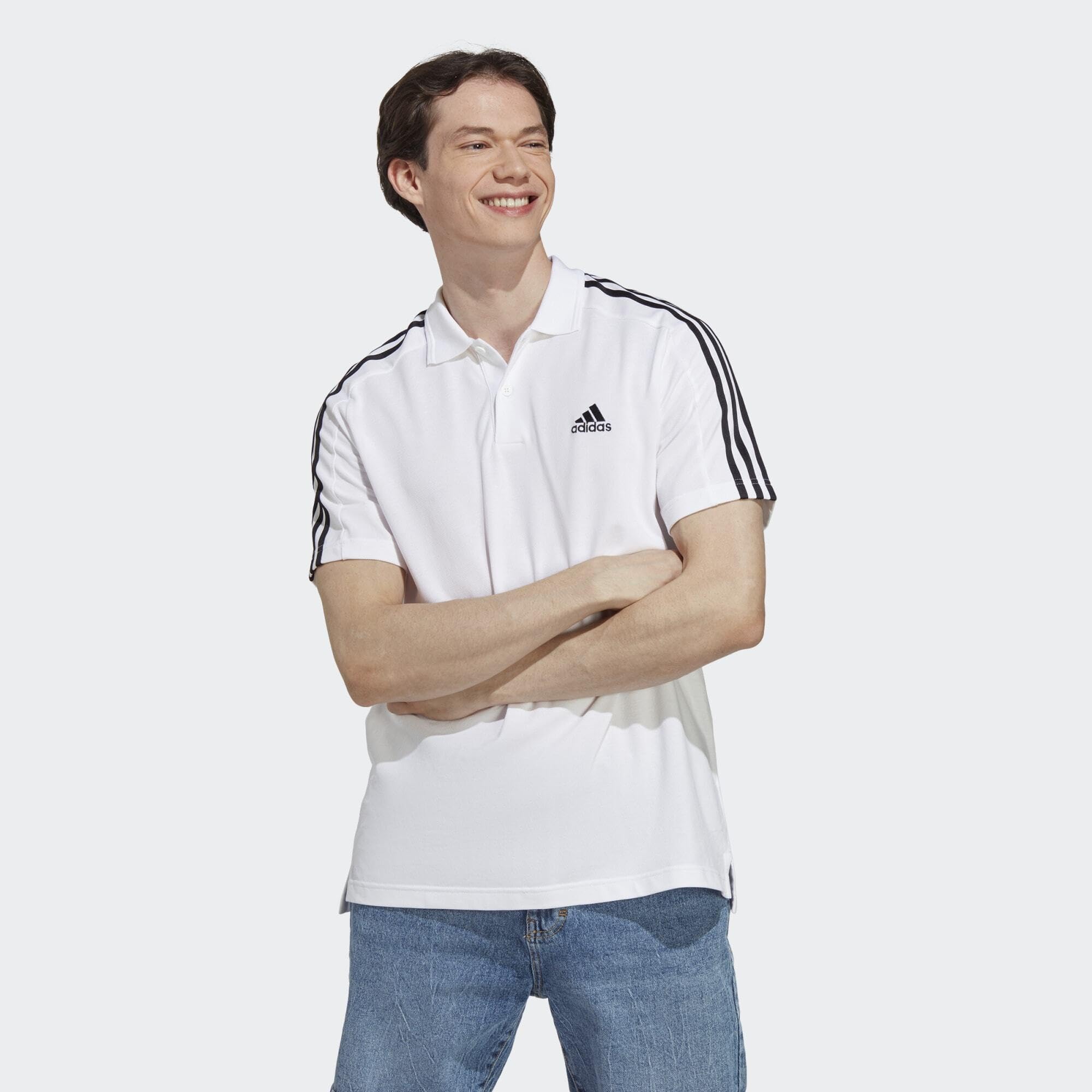 Adidas Essentials piqué Embroidered Small Logo 3-Stripes Polo Shirt Polo Uomo (Pacco da 1)