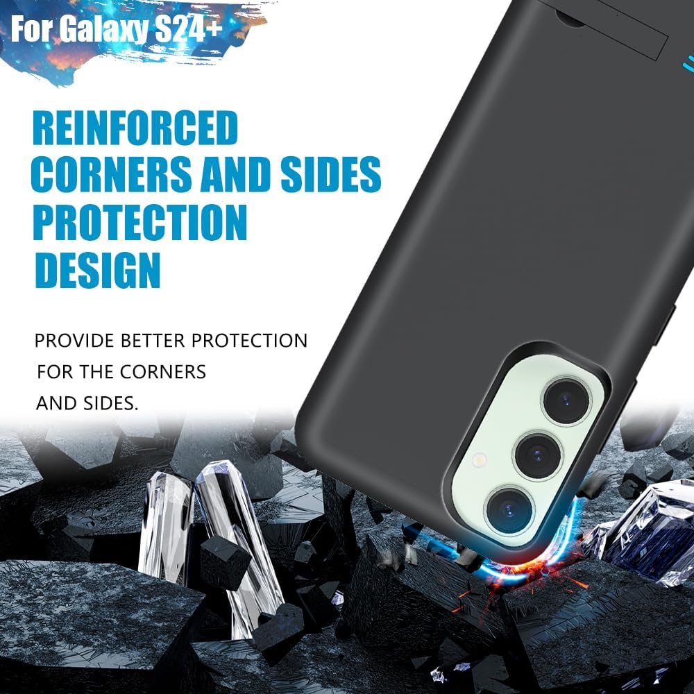 Sitong Battery Case for Samsung Galaxy S24+, 5000mAh Rechargeable Extended Battery Charging Charger Case, Add 100% Extra Juice, Not Compatible with S24 or S24 Ultra (6.7 inch) Black