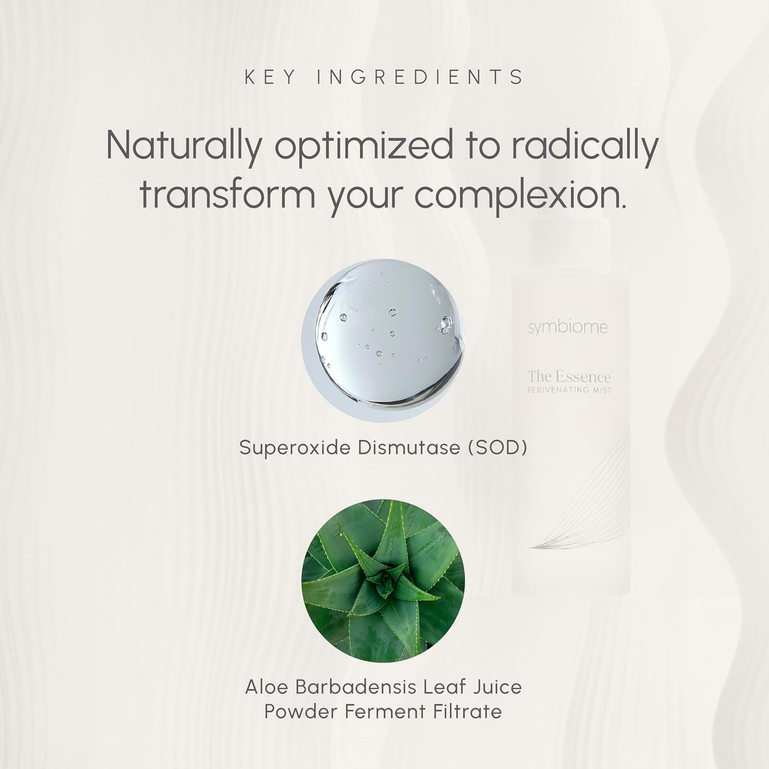 symbiome The Essence Rejuvenating Face Mist Hydrating Toner and Essence Spray with Hyaluronic Acid, Aloe, and Postbiomic Ferments, Refreshing Facial Mist for Radiant Skin, 50 ml