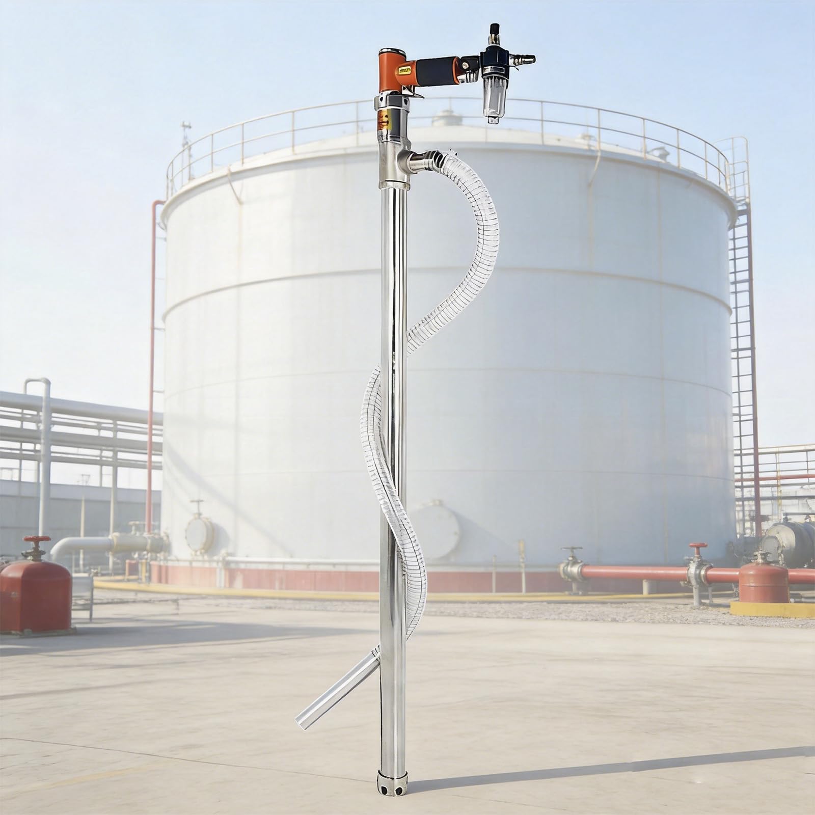 Myftnp 95Cm Pneumatic Oil Transfer Pump, Liquid Transfer Pump, With Inlet Filter, Outlet Diameter: 2.5Cm, Flow Rate: 50-70L/Min, For Auto Repair Shops, Mines, And Oil Depots
