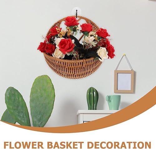Miniatura 9 de Alipis Cesta para colgar en la pared, cesta de almacenamiento tejida de mimbre, cesta de flores para colgar en la pared, cesta para decoración de