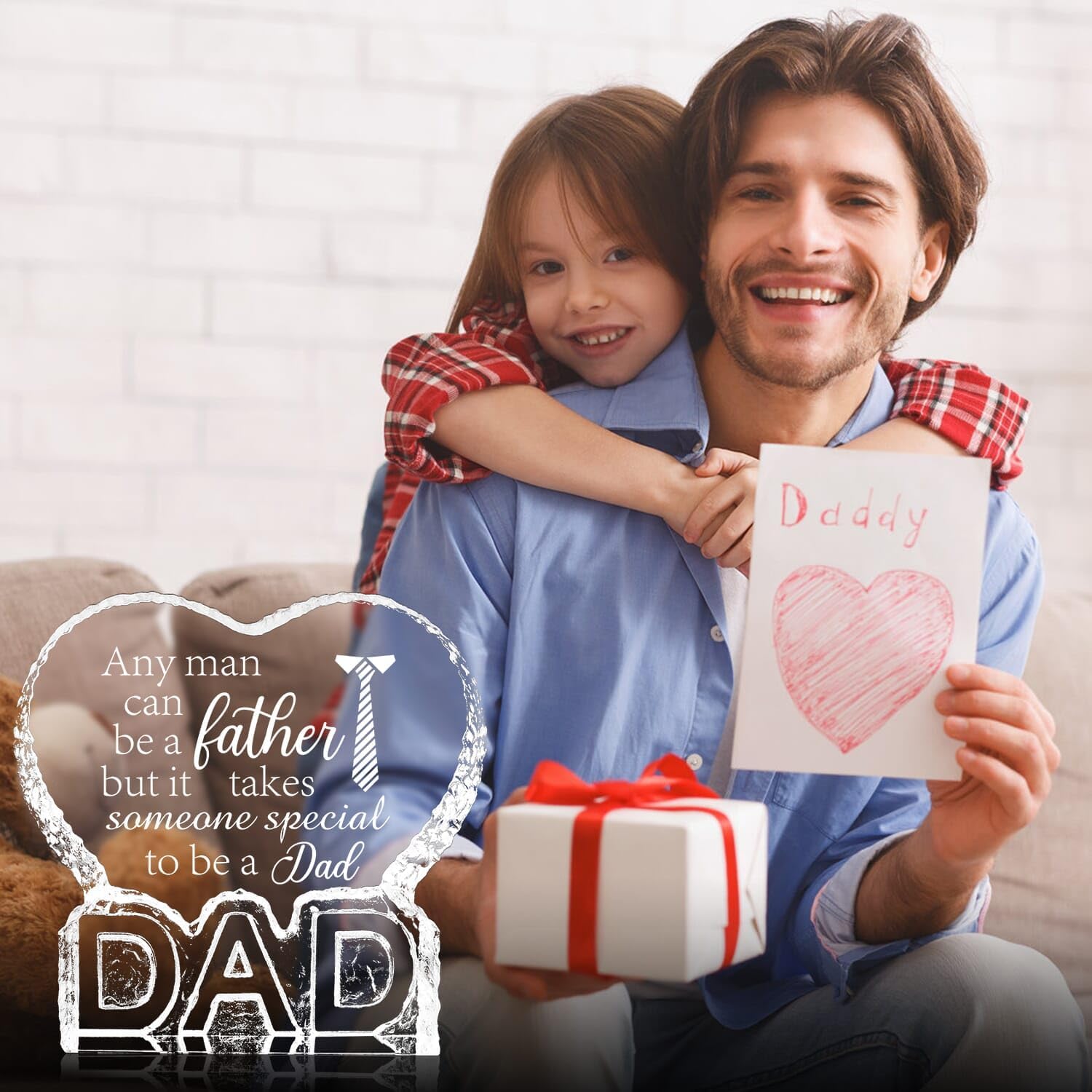 Fathers Day Birthday Gifts for Daddy Dad, Fathers Day Crystal Gifts from Daughter Son Kids, Gift for Dads Who Wants Nothing, Last Minute Gift for Daddy Papa, Dad Personalized Crystal Decor Presents