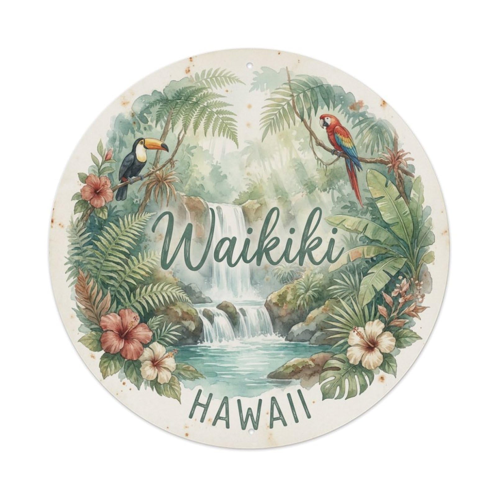 Vintage Travel Waikiki Hawaii Escape Metal Tin Sign