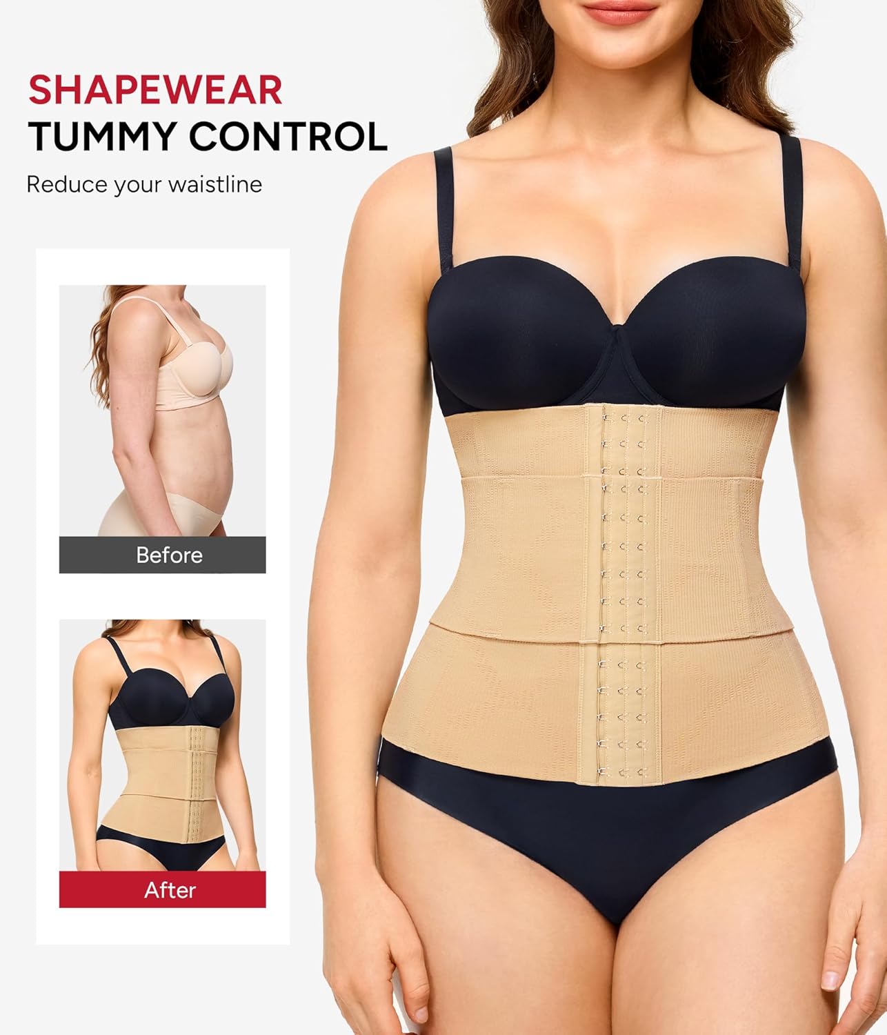 Nebility Waist Trainer for Women Corset Shapewear Tummy Control Segmented Waist Cincher Postpartum Faja Body Shaper - Image 4