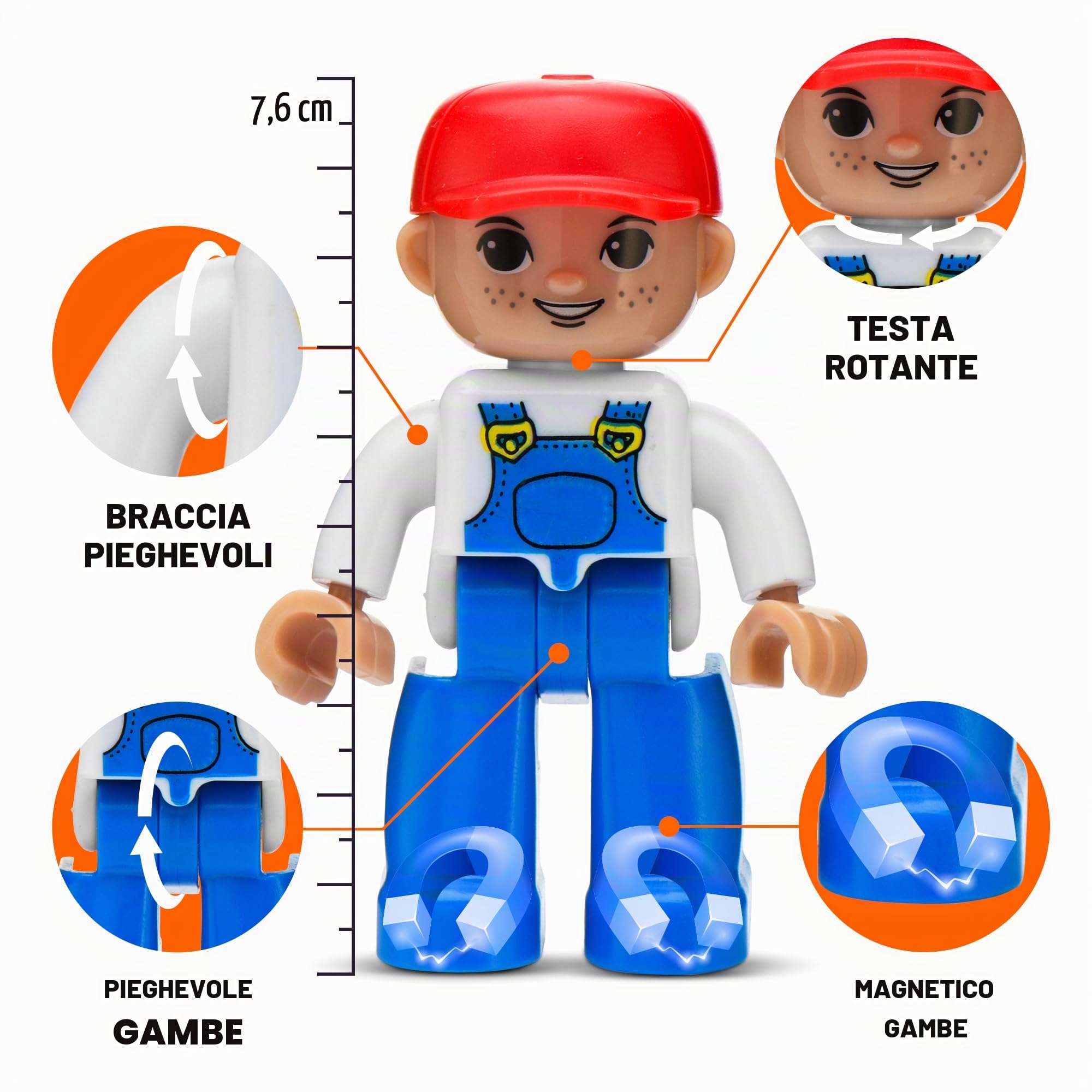 Playmags Set comunitario di figure magnetiche grandi da 15 pezzi - 3 pollici Gioca a persone, perfette per mattoncini magnetici - Giocattoli educativi STEM per bambini