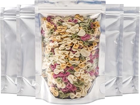 Kingrol 150 Pack 5 x 7.8 Inch Aluminium Foil Stand Up Food Pouches Bags with Resealable Lock Seal Zipper, Heat Sealable Packaging Bags for Jewelry, Screw, Food Storage