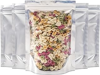 Kingrol 150 Pack 5 x 7.8 Inch Aluminium Foil Stand Up Food Pouches Bags with Resealable Lock Seal Zipper, Heat Sealable Packaging Bags for Jewelry, Screw, Food Storage