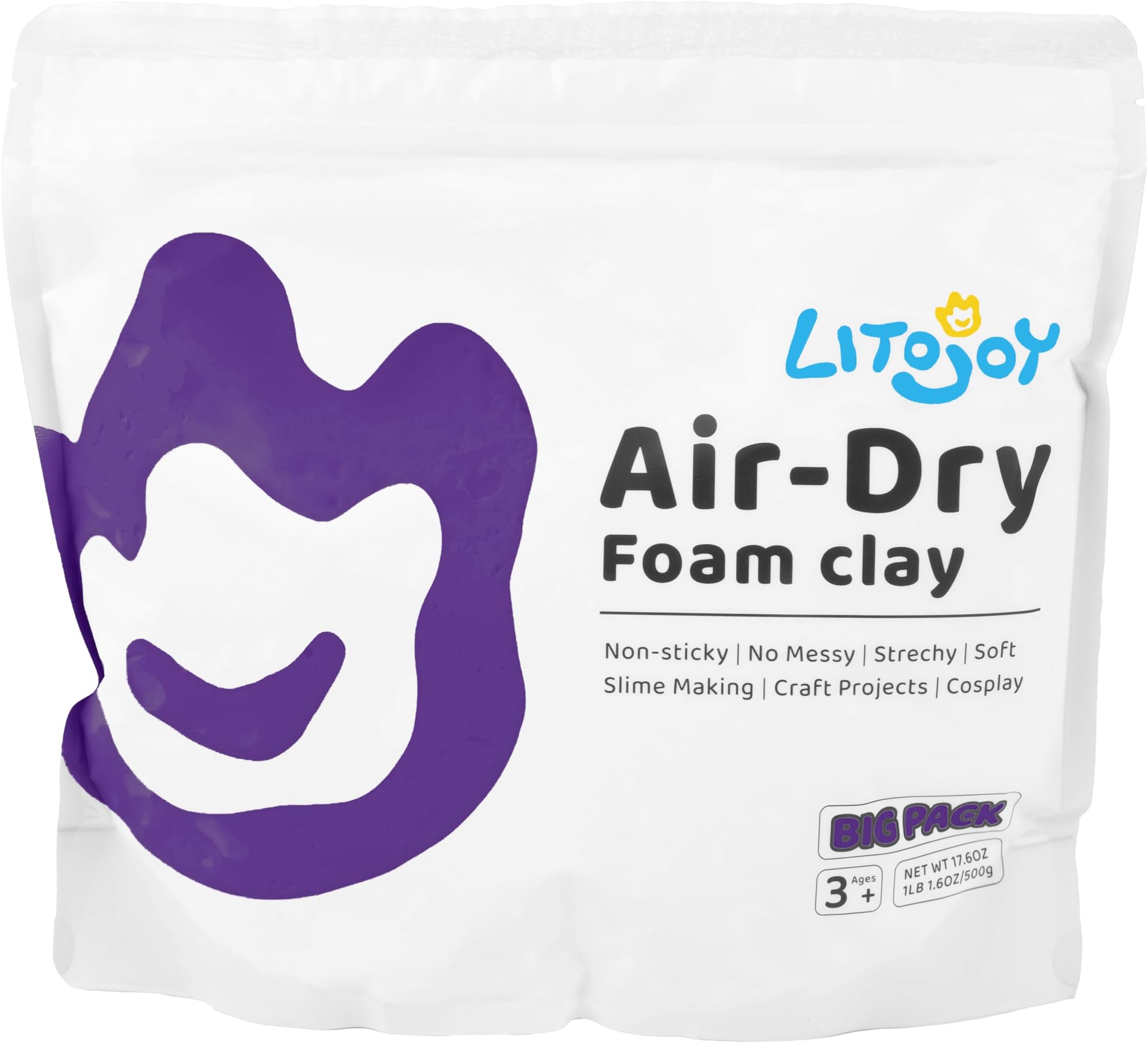 Purple Air Dry Foam Clay 1.1lbs/500g, Soft & Easy to Mold