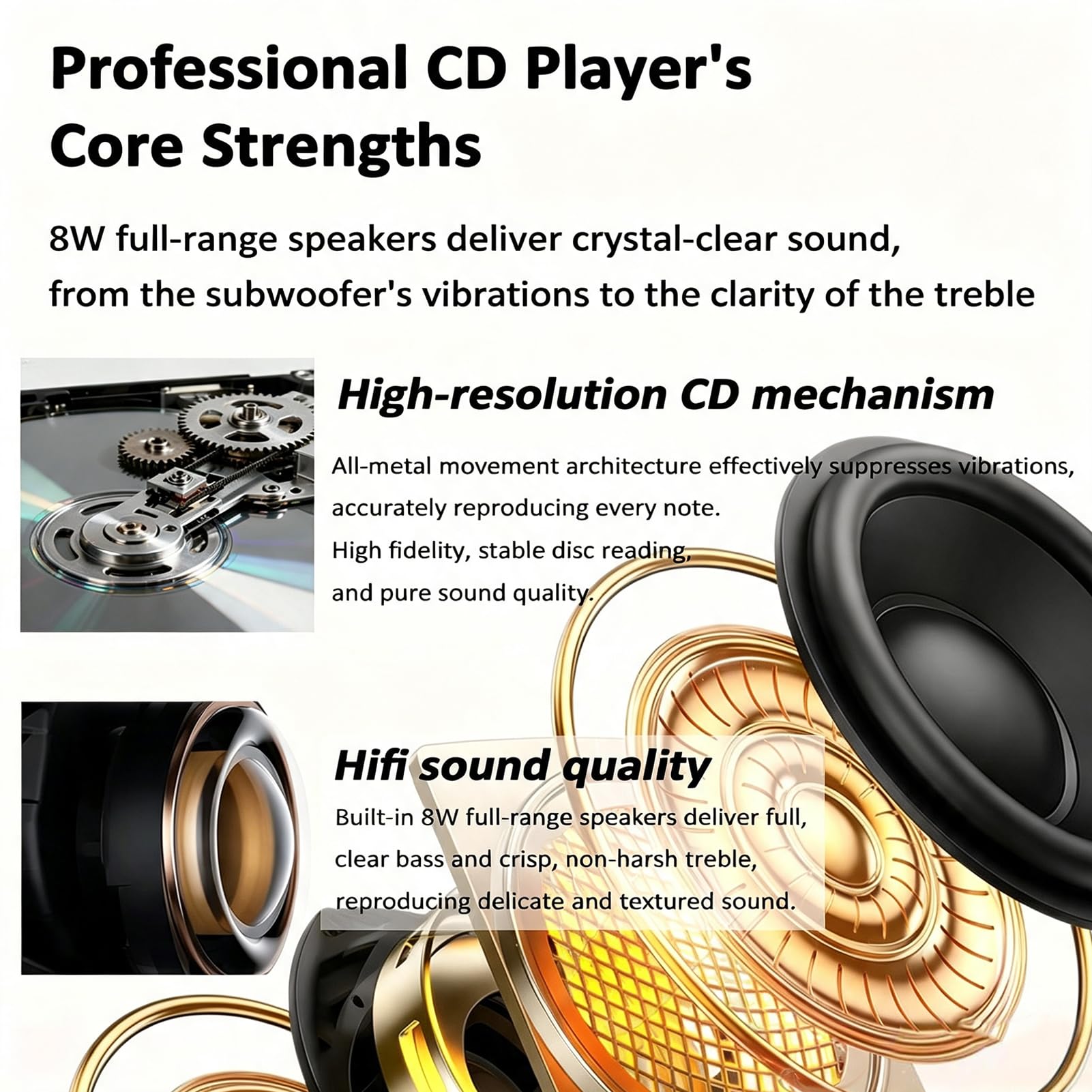 Lettore CD da Parete Lettore Musicale Bluetooth con Display LED | Lettore CD Decorativo con Bluetooth 5.1 Riproduzione USB AUX Telecomando Design a Disco Rotante per Intrattenimento Audio(C)