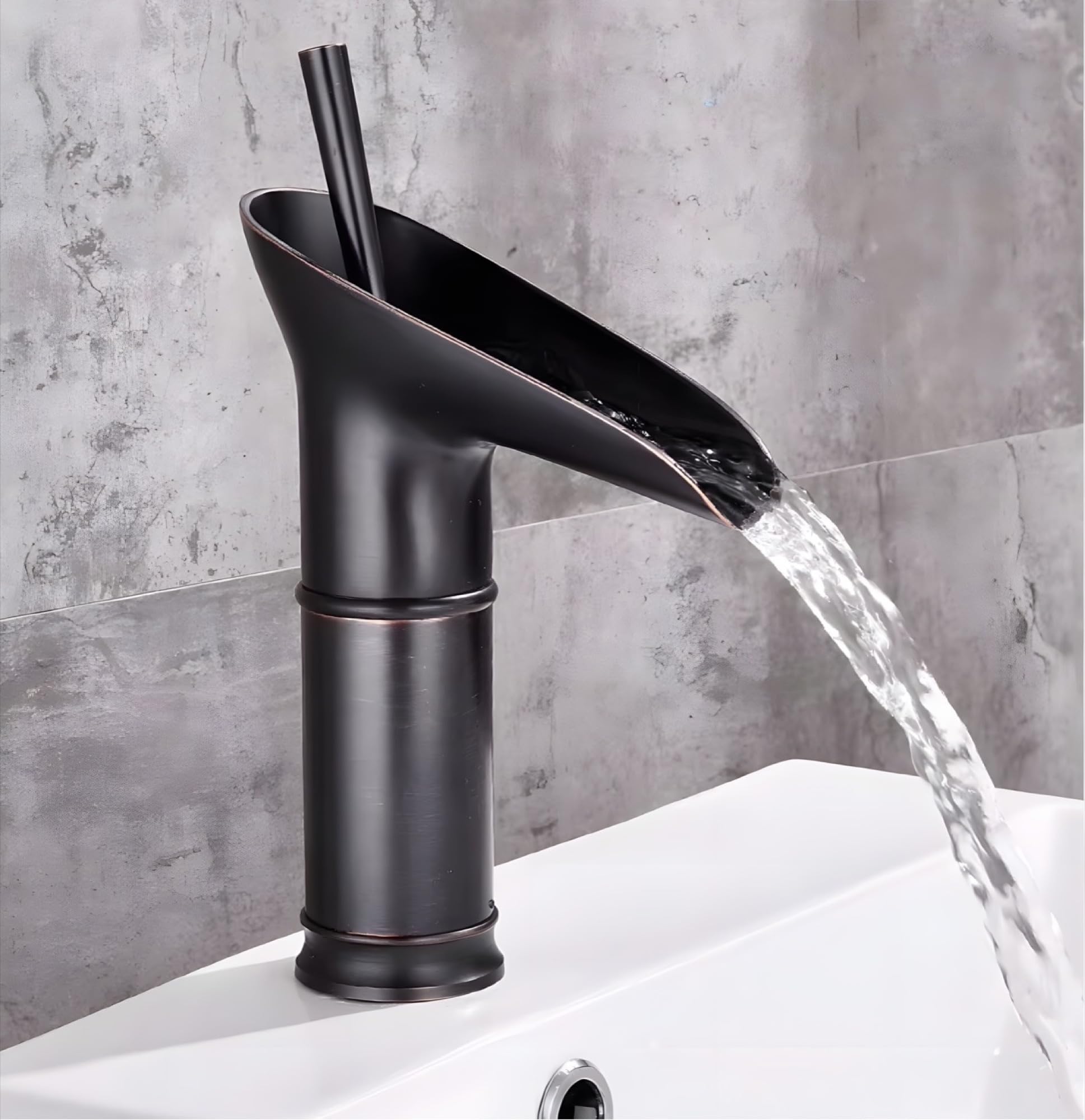 24x7 eMall Brass Black Basin tap Faucet Mixer Waterfall for Bathroom Toilet Wash Basins Hot and Cold Water, 7 inch Height Matt Black Waterfall Spout-image-31