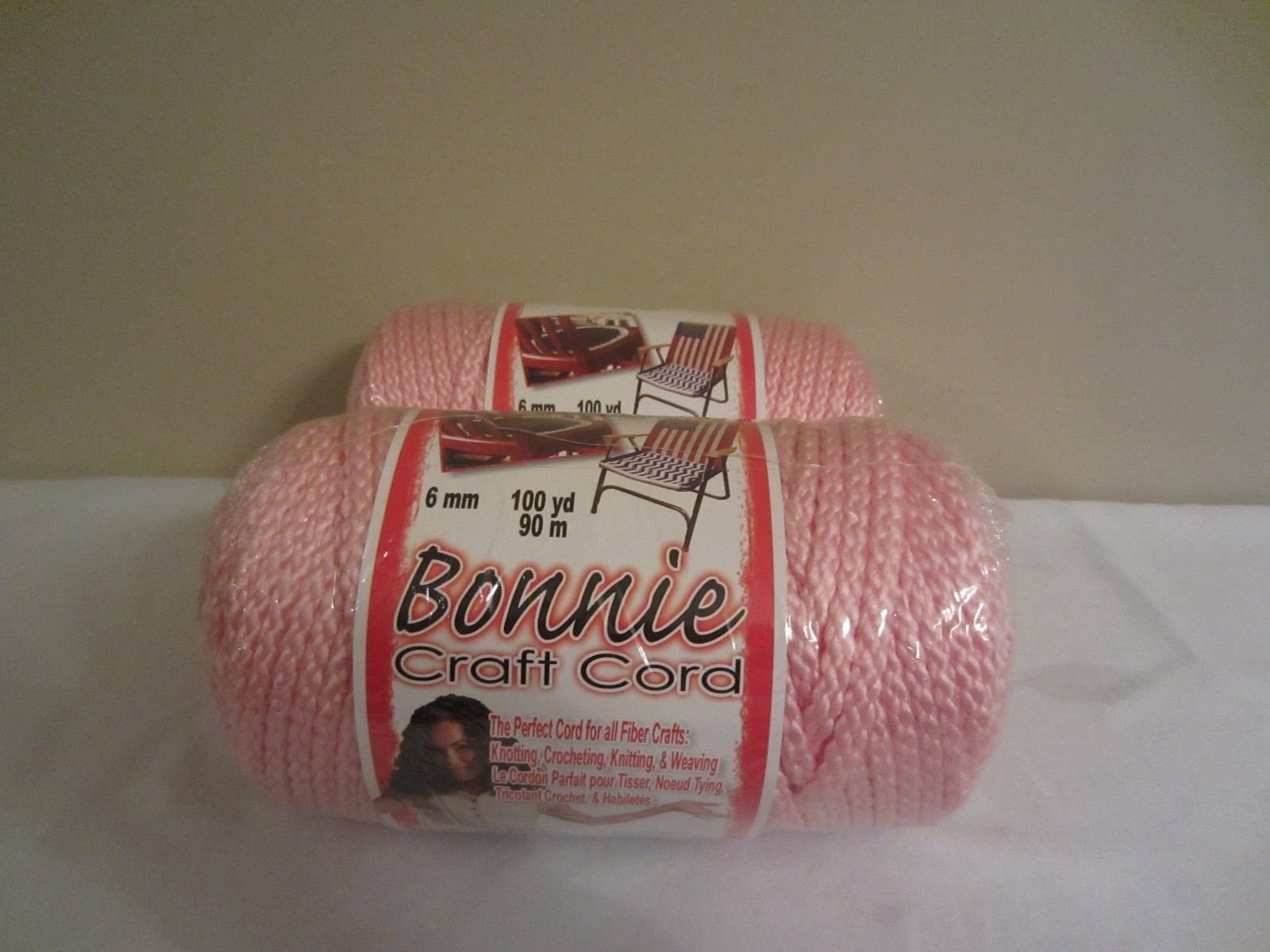 Bonnie Macrame Craft Cord 6mmx100yd-Pink
