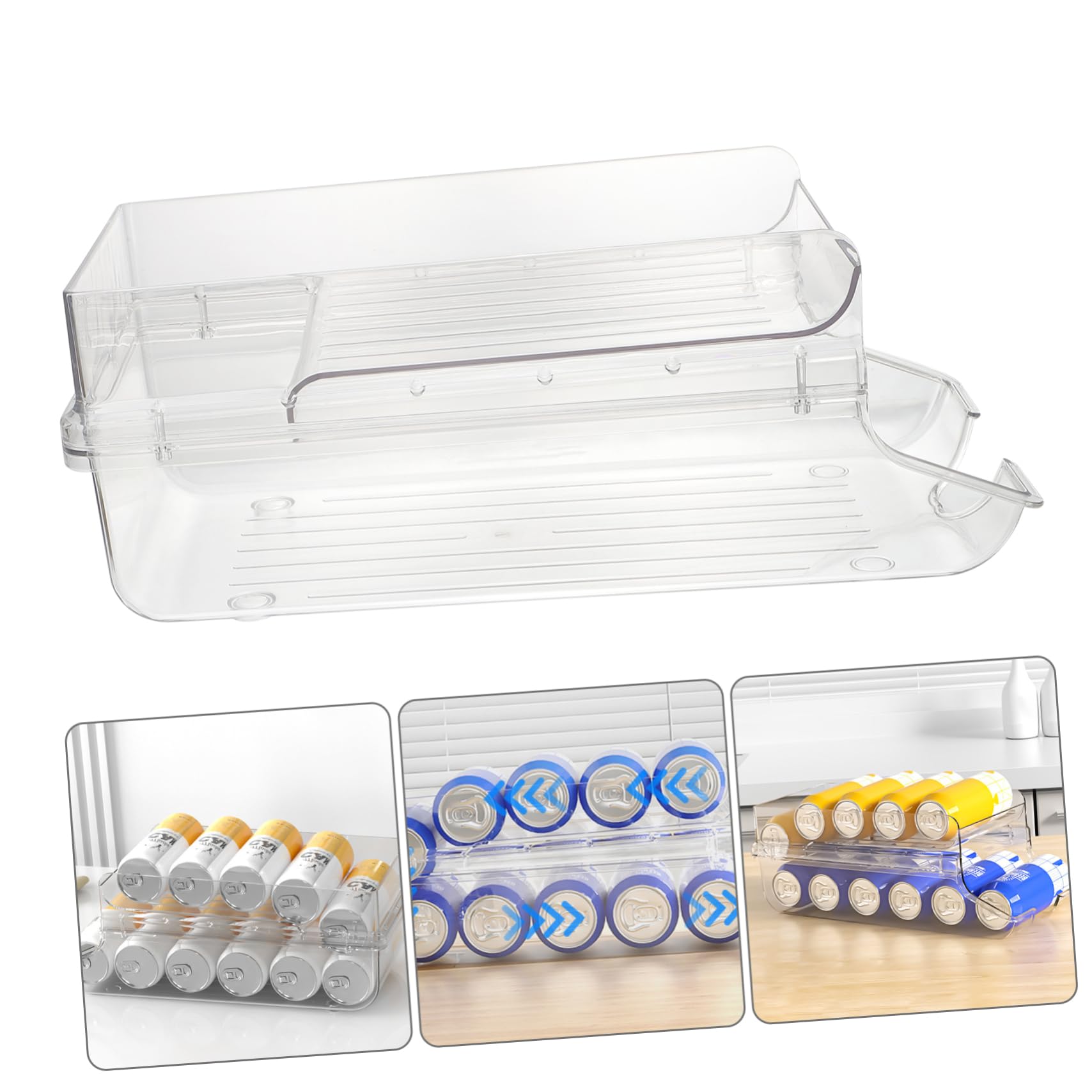 COLLBATH Organizzatore per Lattine da Frigorifero Due Strati Porta Lattine Trasparente per Bevande Risparmio Spazio per Cucina e Dispensa