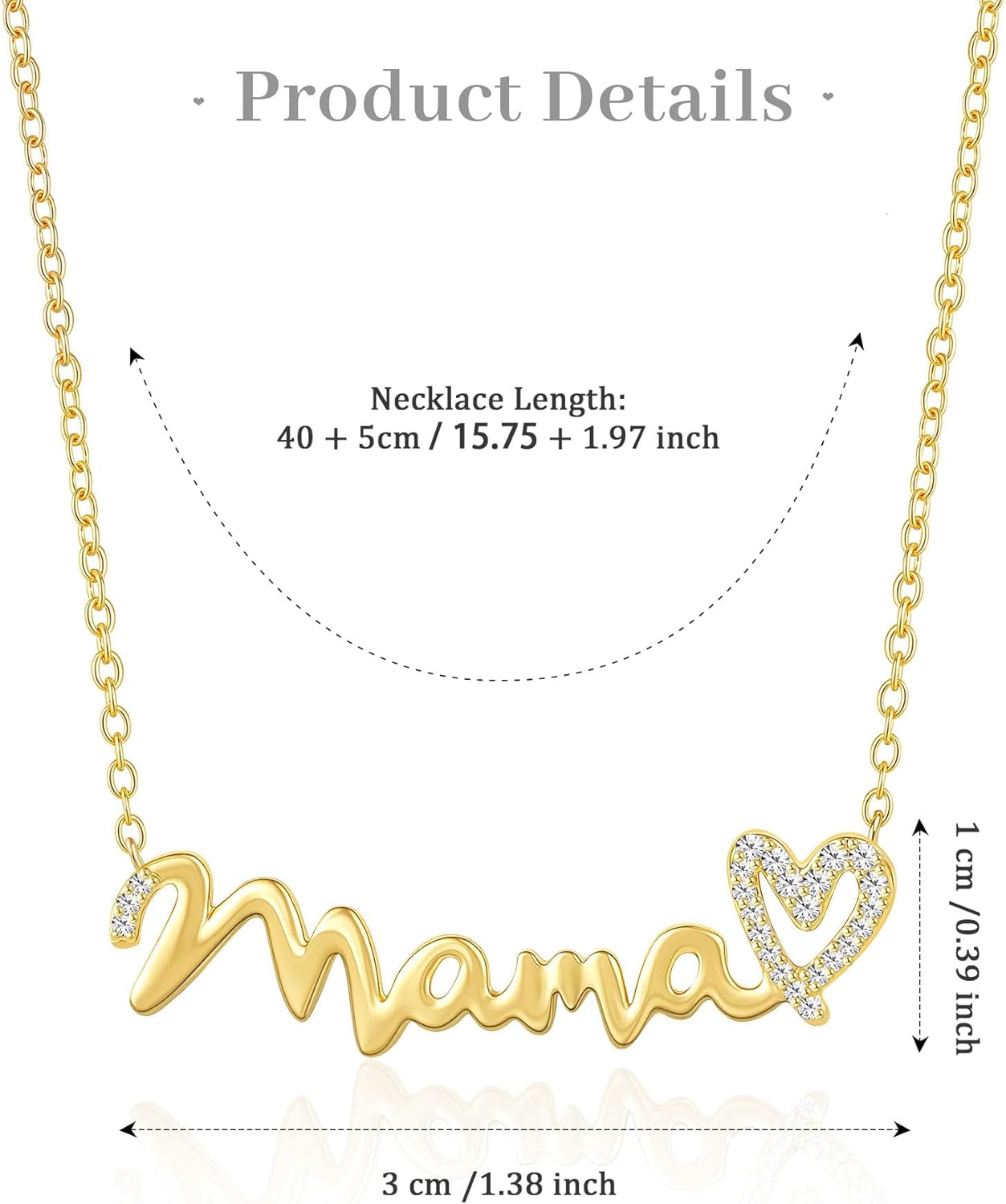 Lourny Mama Pendant Necklaces for Women, Dainty 18K Gold Plated Mom Necklace - Image 2