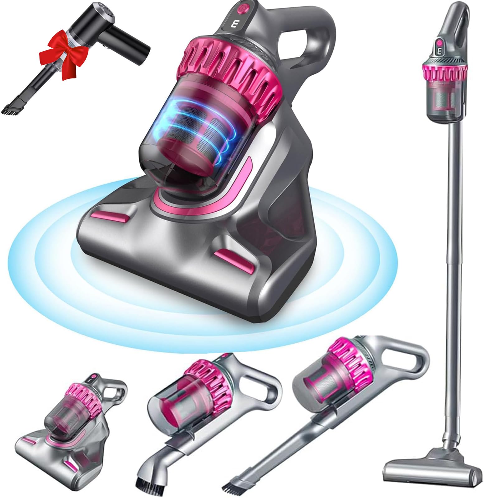 Cangm-Store Mattress Vacuum Cleaner Cordless, UV-C ultraviolet 4-in-1 vacuum cleaner and mite removal instrument, Bed Vacuum Mattress Cleaner 10000pa with a Mini car vacuum cleaner