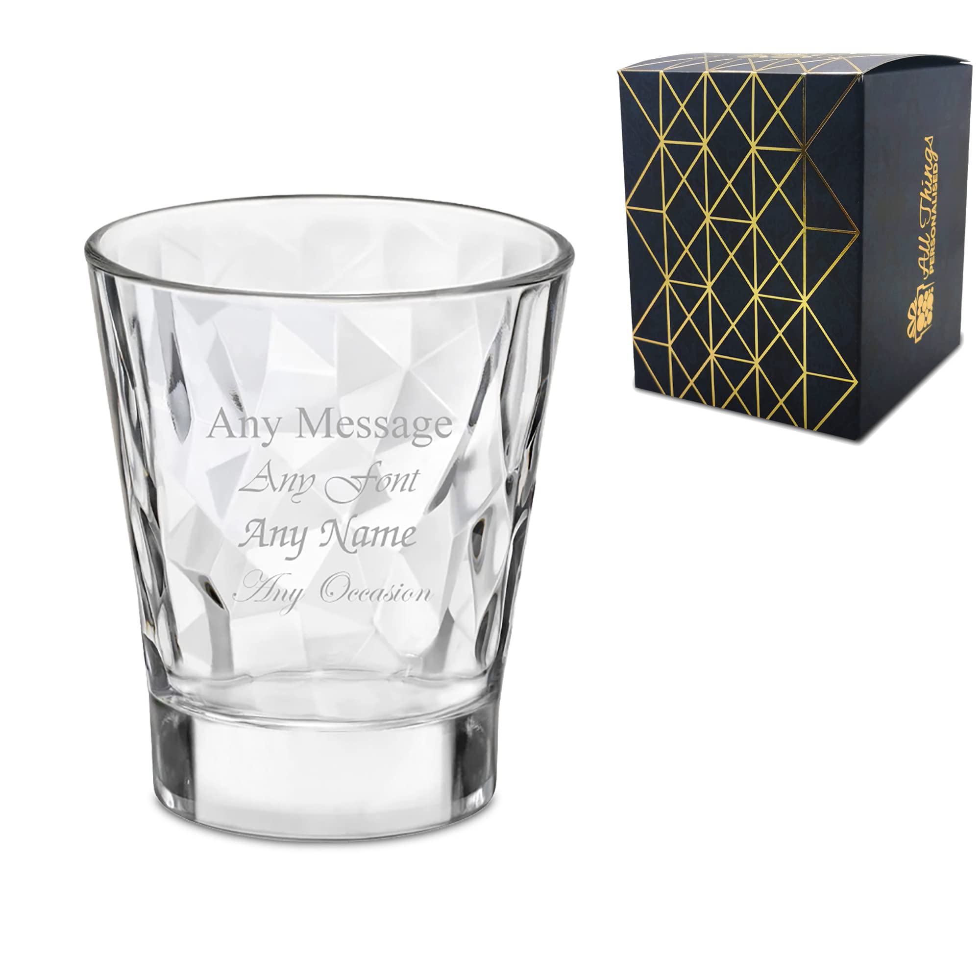Personalised Engraved 80ml Diamond Shot Glass, Perfect for Any Occasion