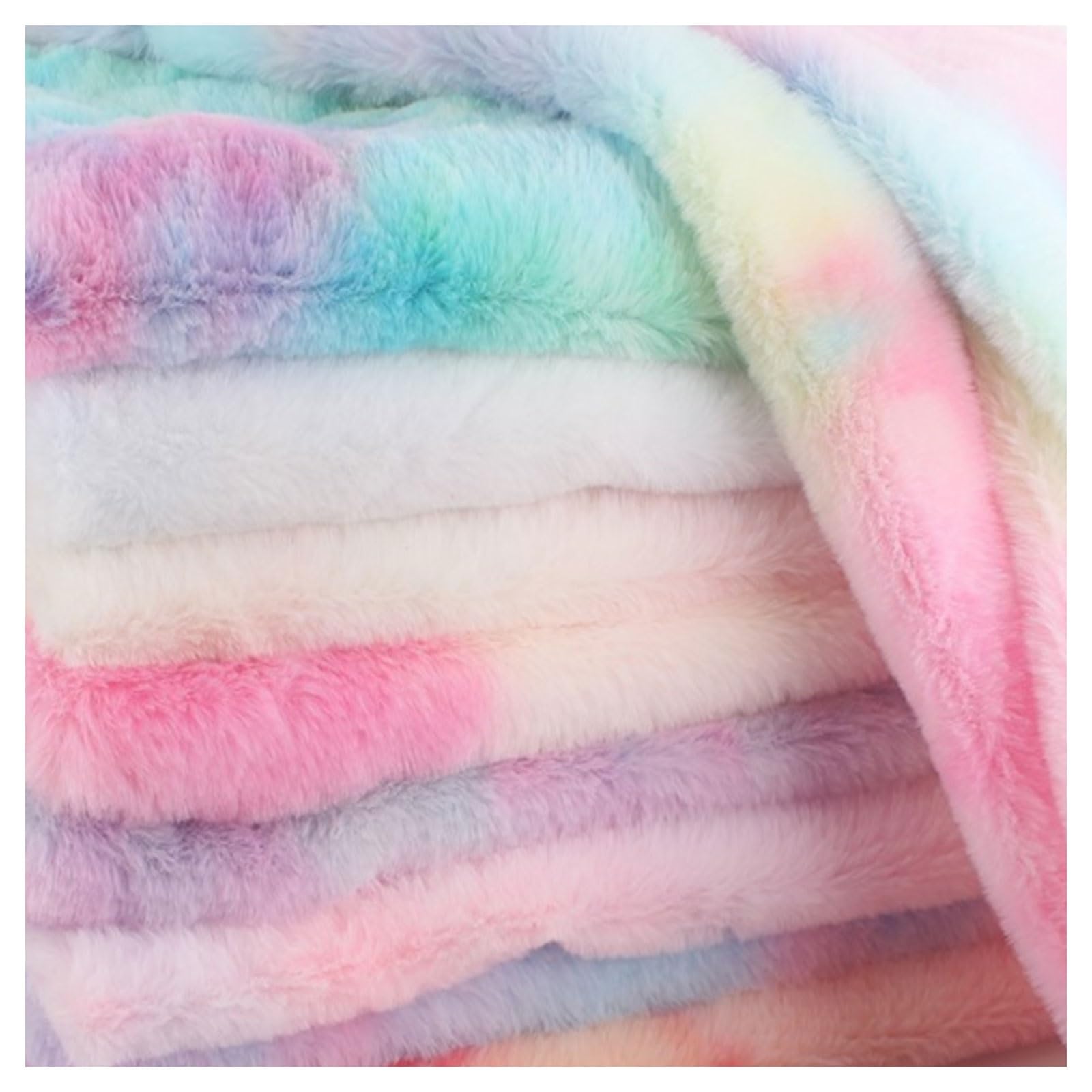 Tie Dye Colorful Plush Fabric Polyester Faux Fur Fabric, 160x50cm Fluffy Furry Soft Short Pile Synthetic Fur Material, for Clothes, Pillow Cover, Crafts, Costume, Cushion (Color : Multi-Colored 1)