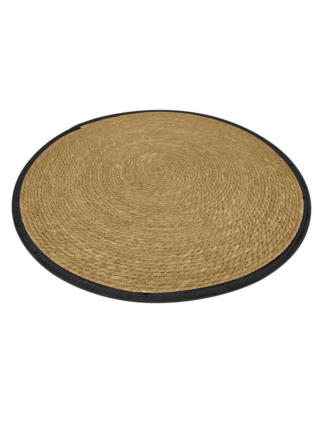 Jardin202 - Alfombra de Yute Redondo Trenzada a Mano – Alfombra Multiuso Decorativa Color Natural | 100 cm (Negro)