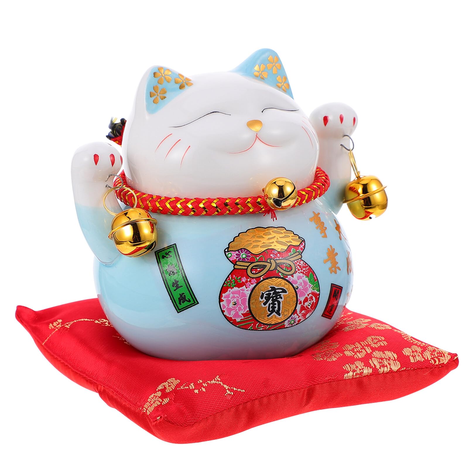 IMIKEYA Lucky Cat Money Bank Feng Shui Maneki Neko Lucky Cat Coin Bank Ceramic Lucky Cat Piggy Bank Porcelain Money Change Pot Feng Shui Decor Ornament for Kids Money Blue 4. 5in