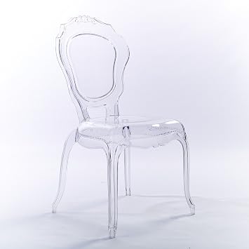 2xhome Set of 2 Stackable Ghost Dining Chairs | Clear Transparent Vanity Armless Chair | Louis Belle Style for Kitchen Patio Indoor Outdoor (Clear)