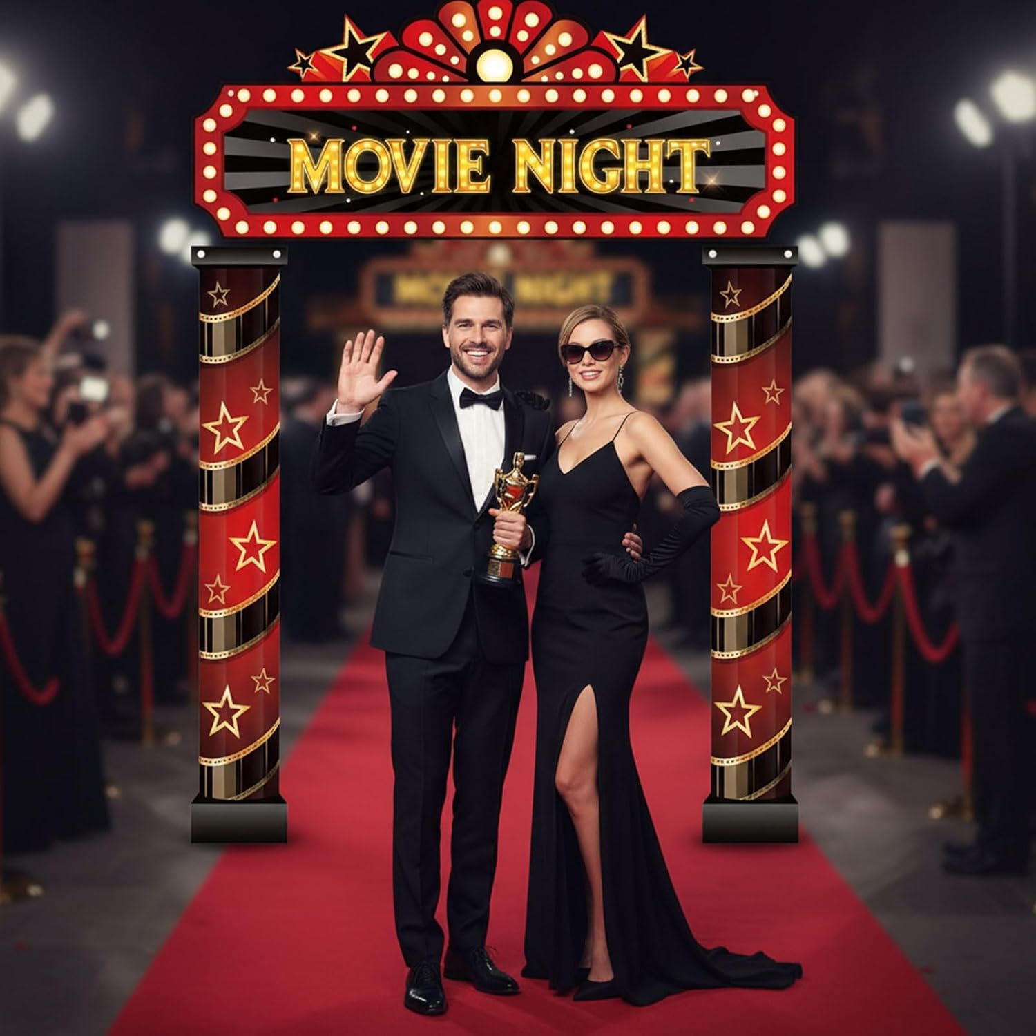 Peryiter 3 Pcs Movie Night Porch Sign Banner Movie Theme Party Decorations image 3