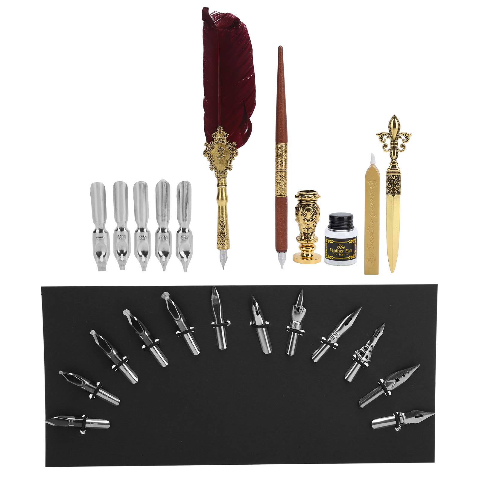 Kit de calligraphie pour stylo plume vintage avec 12 plumes fantaisie et 5 plumes d'art pour écrire la collection d'artisanat de dessin(#1) Stylo plume School Supplies School Supplies
