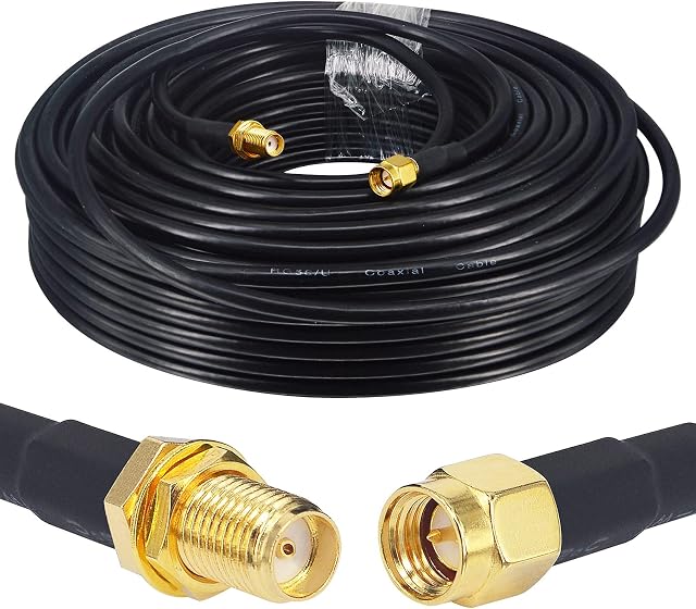 Boobrie 30M SMA WiFi Antenna Extension Cable RG58/U SMA Male to SMA Female Cable SMA Extension Cable Low Loss 4G Antenna Wifi Router Extension Cable 3G 4G LTE WiFi Antenna Wireless LAN(NOT for TV)