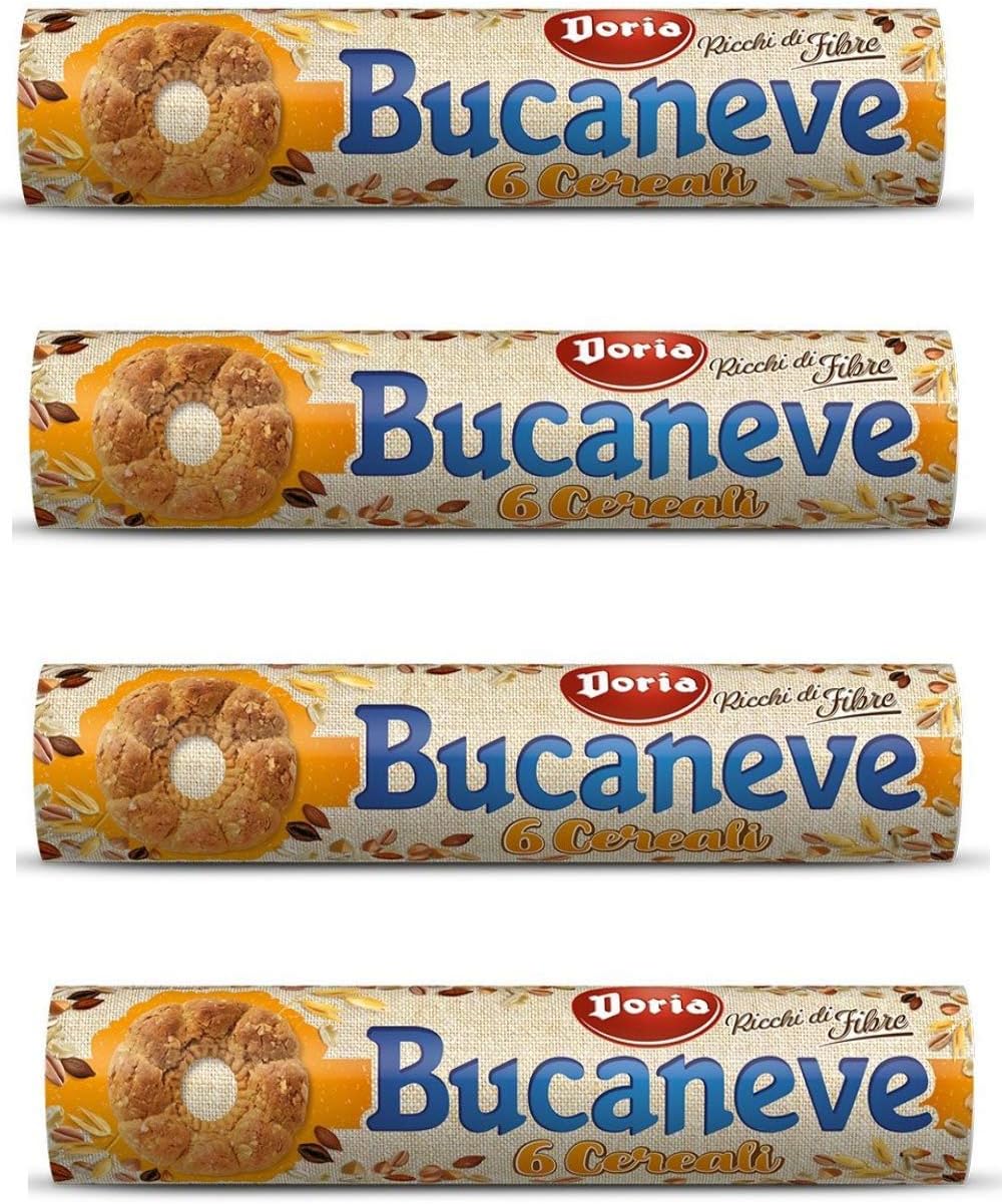 Doria Bucaneve 6 Cereals Biscuits 225g (Pack of 4)